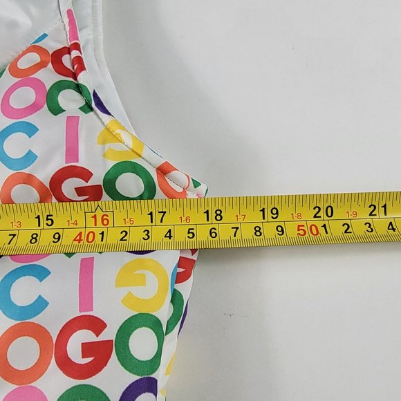 Coogi Puffer Vest Sleeveless Womens Medium White Green Rainbow Zip Up - Picture 10 of 10